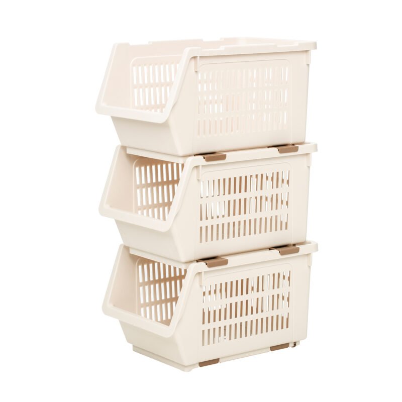 HOUZE - Stackable Multi Purpose Rectangle Basket - Clothes | Kitchen | Bathroom | Room | Organizer |Plastic