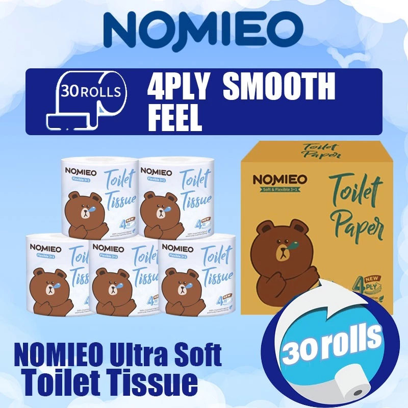 [Carton Sale] Nomieo Toilet Paper 30Rolls 200sheets 4plys/ Facial Tissue 100sheets Soft Feel Cleansing Cotton Portable